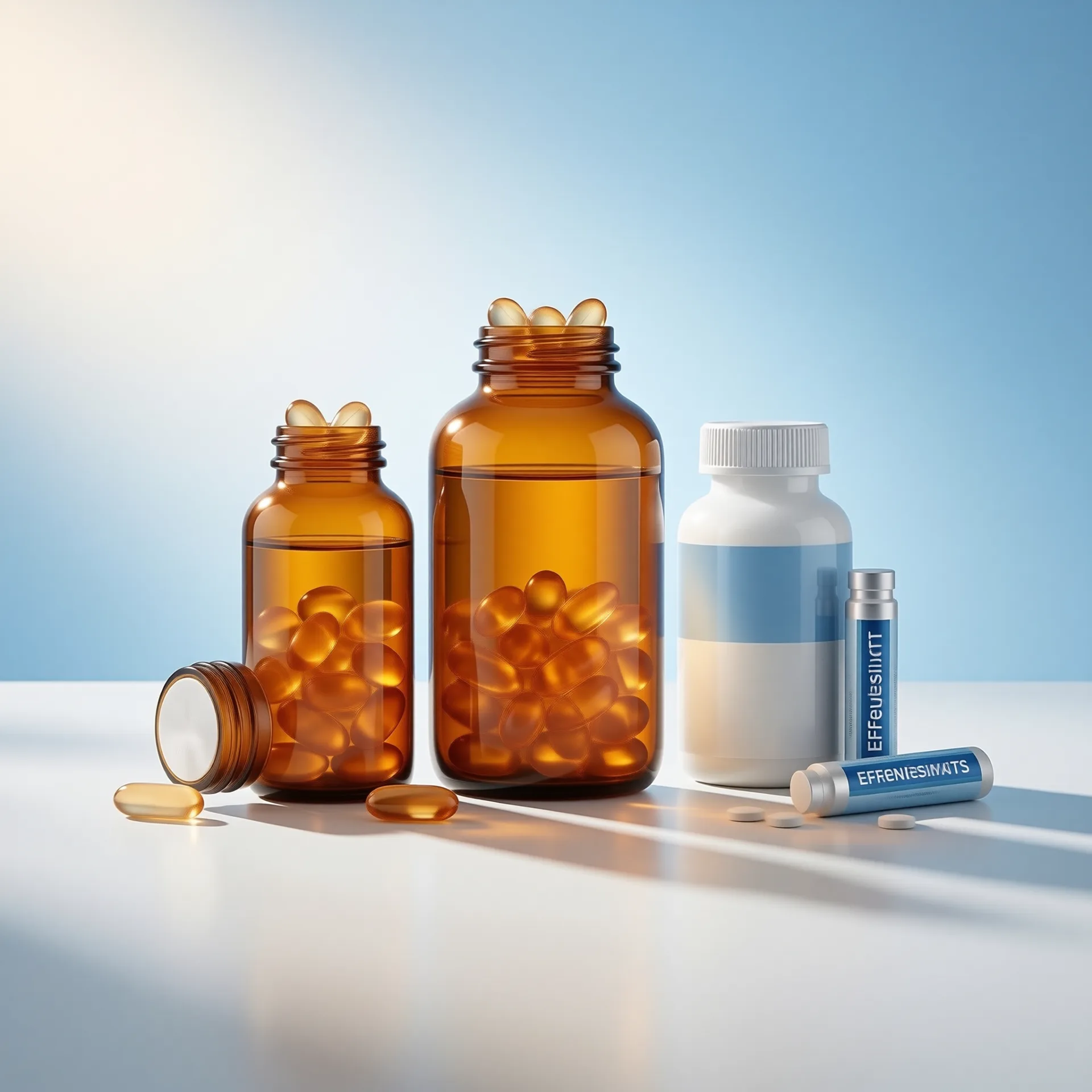 OTC health supplement bottles and tablets
