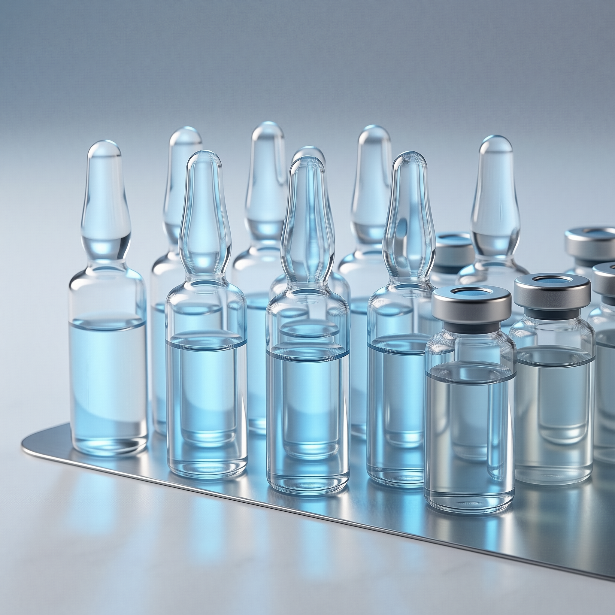 Sterile injectable vials in pharmaceutical packaging