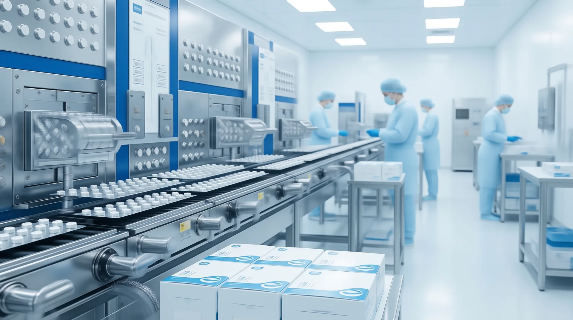 Pharmaceutical packaging and production line in GMP facility